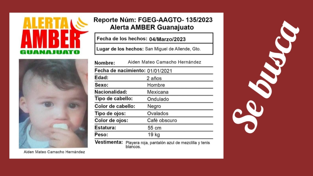 Se busca a Mateo de 2 años; desapareció el 4 de marzo en San Miguel de Allende