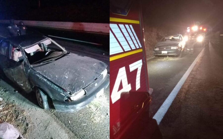 Accidente: Vuelca automóvil en la carretera SMA – Celaya y conductor desaparece