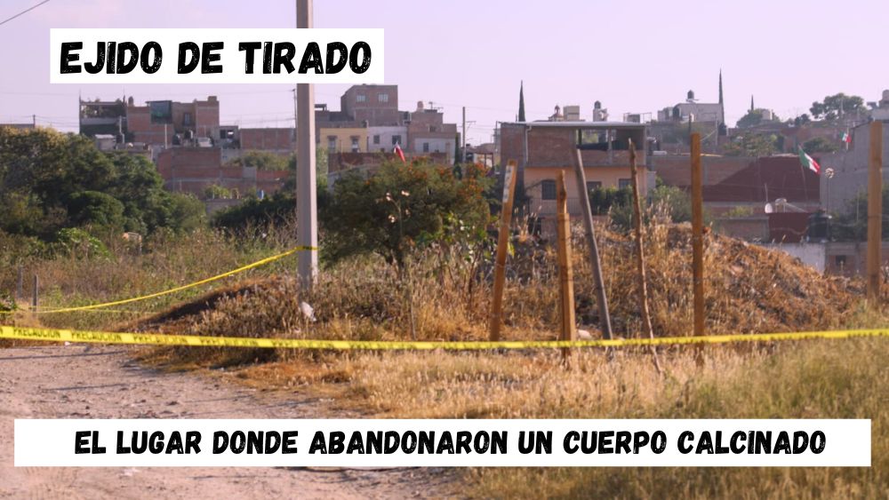 En Ejido de Tirado de San Miguel de Allende, dejan lona junto a cuerpo calcinado