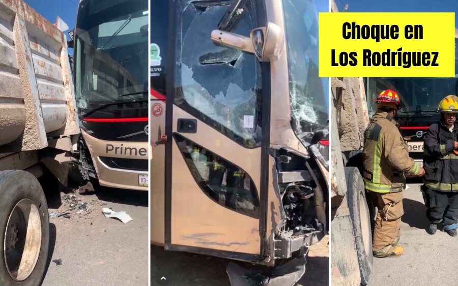 Chocan autobús de pasajeros y tolva en la comunidad de Los Rodríguez; Bomberos de San Miguel de Allende responden al siniestro
