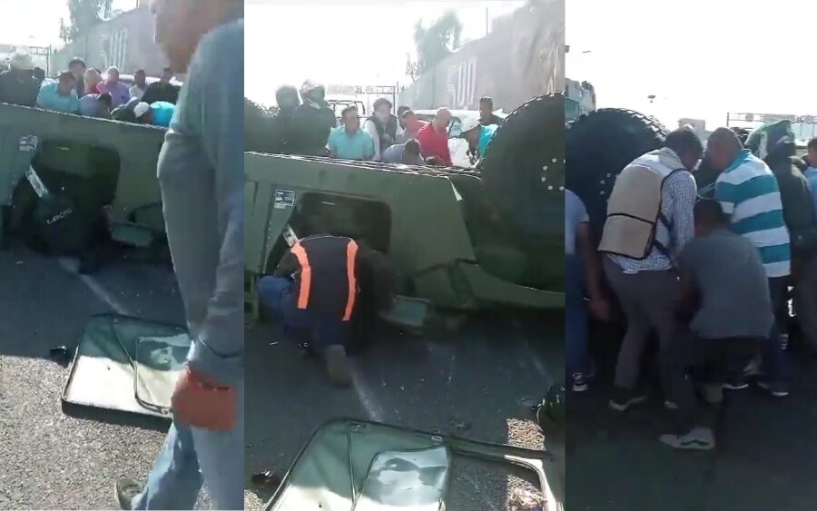 Vuelca camión de la SEDENA en la México – Pachuca; elementos heridos de gravedad