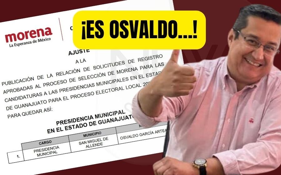 ¡ES OFICIAL!Morena registra a Osvaldo García Arteaga como su nuevo candidato a la Alcaldía de San Miguel de Allende
