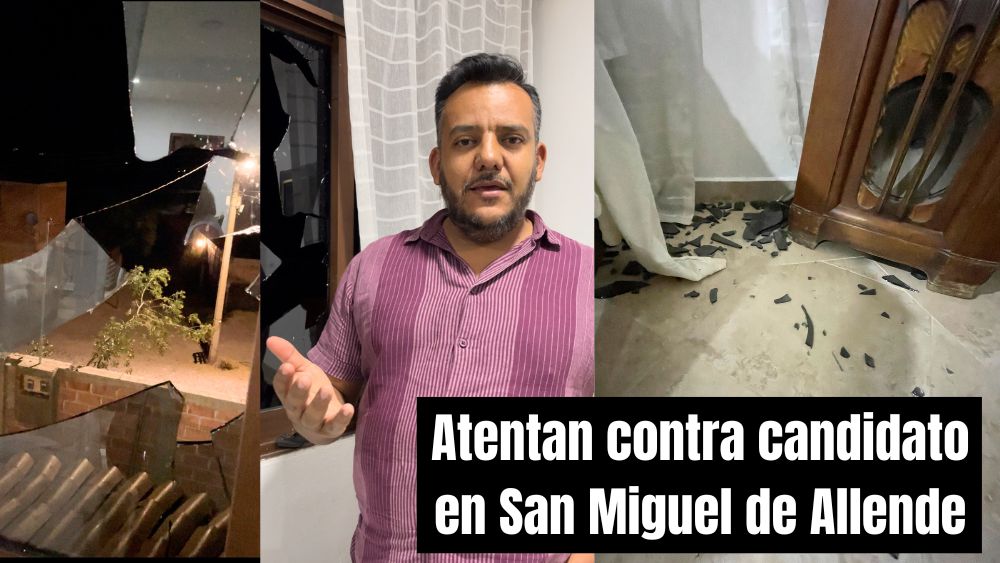 (VIDEO) Ataque a candidato independiente de San Miguel de Allende; encapuchados lanzan piedras contra su casa
