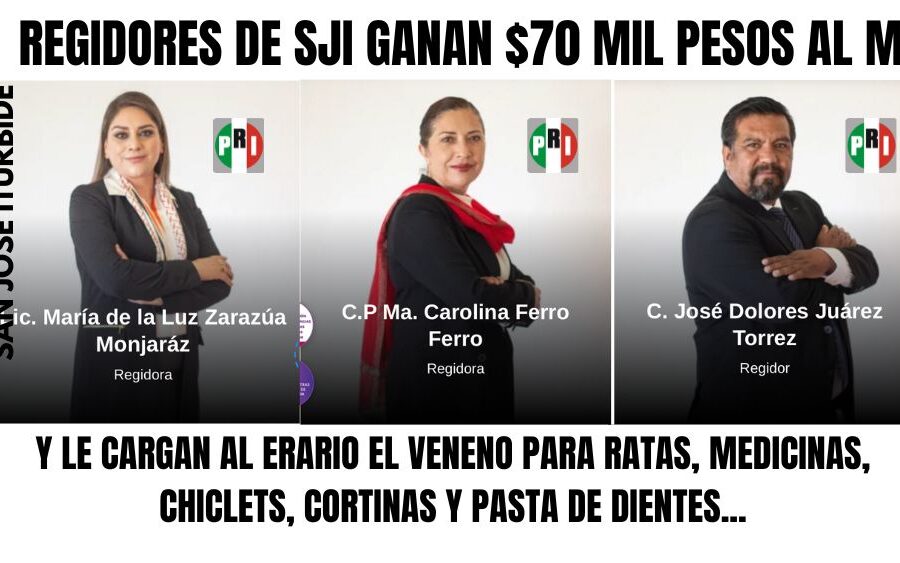 Regidores y candidatos del PRI en San José Iturbide, cargan al erario público gastos personales y familiares