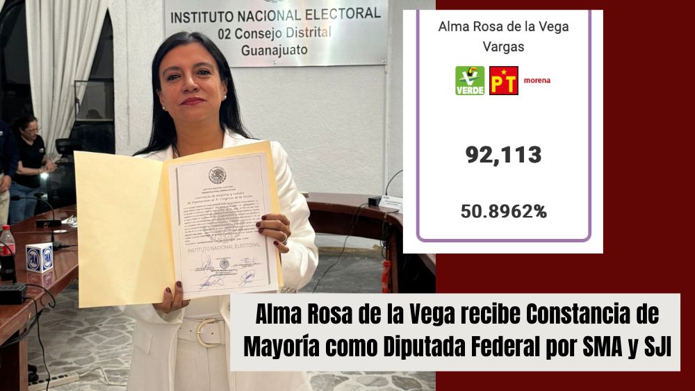 Alma Rosa de la Vega recibe constancia de mayoría y se convierte en Diputada Federal Electa