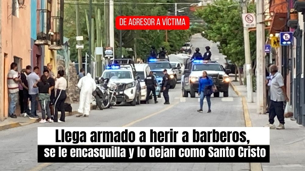 Hombre intenta atacar a barberos, se le encasquilla el arma y recibe tremenda tranquiza; esto en San Miguel de Allende