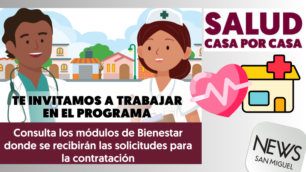 Trabajo para personal médicos o enfermería para programa Salud Casa por Casa