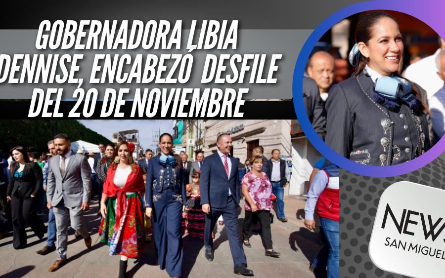 Libia Dennise, gobernadora de GTO, encabeza por primera vez desfile del 20 de Noviembre en Pénjamo