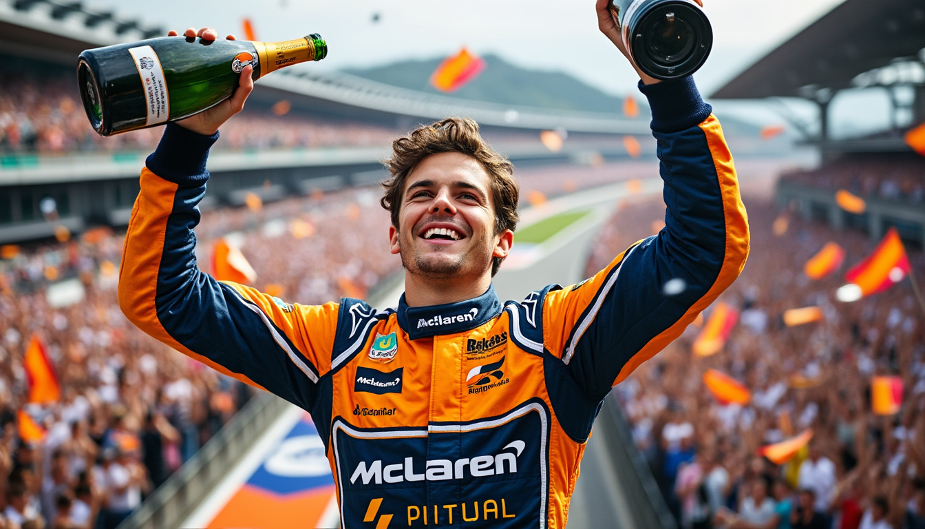 lando norris celebra su contundente victoria en el gran premio de f1 de australia, marcando el inicio de la temporada con éxito para mclaren. descubre cómo el joven piloto logró brillar en la pista y las expectativas para el resto del campeonato.