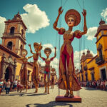 descubre la fascinación de las majestuosas marionetas gigantes que invaden las calles de san miguel de allende, llevando consigo un mágico baile que encantará a grandes y pequeños. sumérgete en esta experiencia única llena de arte y cultura.