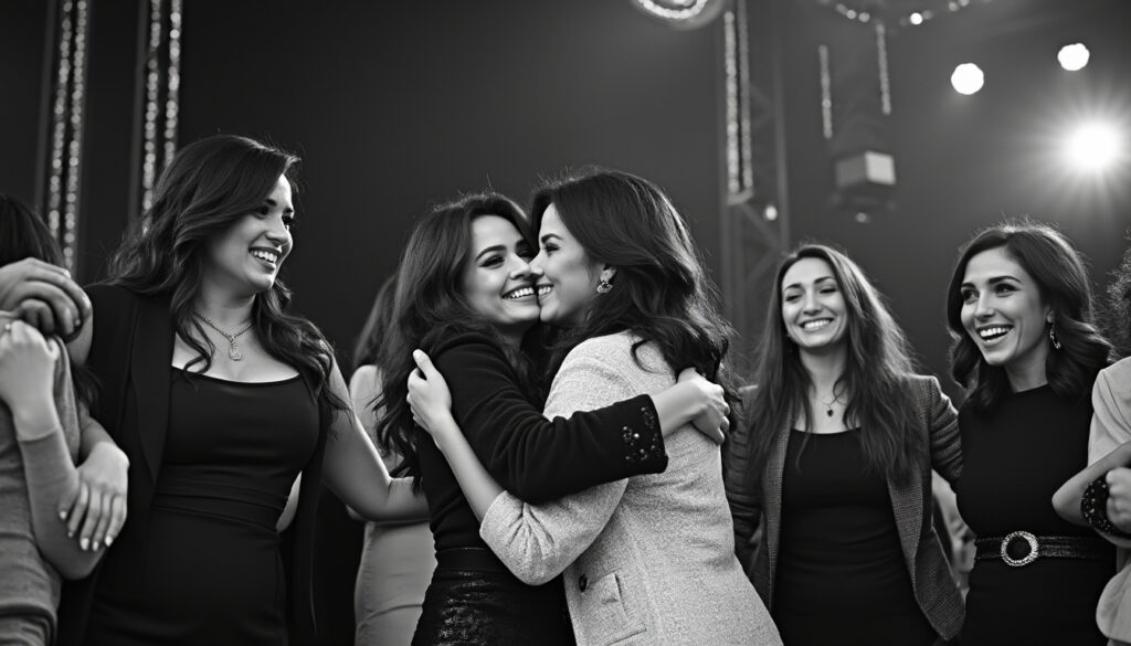 descubre el emotivo regreso de yolanda andrade al escenario, donde comparte un cariñoso beso y abrazo con sus famosas amigas, incluida la icónica thalía. un evento lleno de amor y amistad que no te querrás perder.