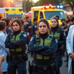 durante las fiestas de la txantrea, agentes policiales se encargan de proteger a los empleados de ambulancia de potenciales agresiones, garantizando su seguridad mientras cumplen con su vital labor de asistir a la comunidad.