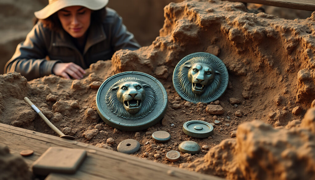 descubre el asombro de los arqueólogos ante los discos de bronce con cabezas de león encontrados en una tumba romana. este hallazgo revela detalles fascinantes sobre la cultura y el arte de la época.