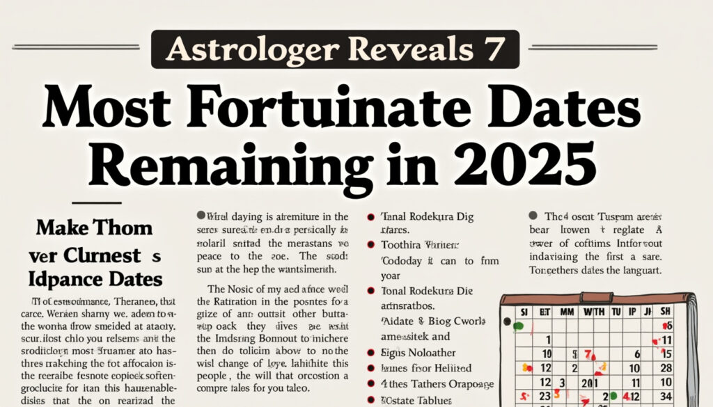 descubre los secretos del astrólogo sobre las 7 fechas más afortunadas que quedan en 2025. aprende cómo aprovechar al máximo estas oportunidades únicas para atraer buena suerte y éxito en tu vida.