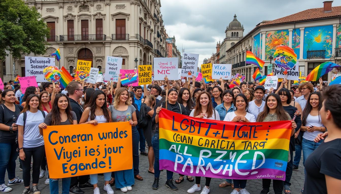 la comunidad lgtbi en méxico se une en una poderosa manifestación para exigir justicia y visibilidad para las personas trans, migrantes y desaparecidos. un llamado a la acción por los derechos humanos y la equidad social.