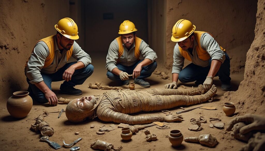 un grupo de trabajadores en lima hace un asombroso hallazgo: una momia de más de mil años durante la instalación de una tubería. este descubrimiento arqueológico ilumina el rico patrimonio cultural de la región y despierta el interés por la historia antigua del perú.