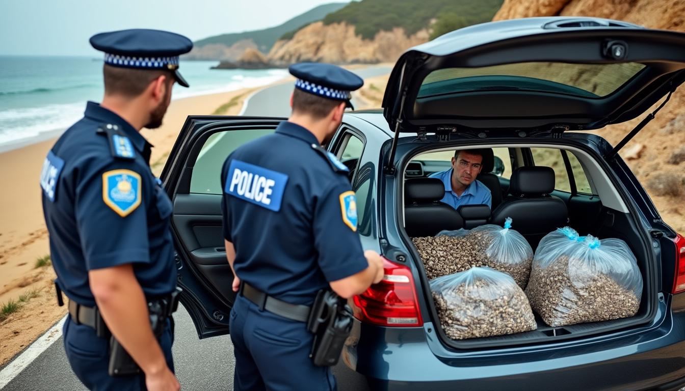 la policía ha arrestado a un conductor que circulaba sin puntos en su licencia y que transportaba 14 kilos de percebes capturados ilegalmente. descubre los detalles de esta impactante detención y las implicaciones legales que enfrenta el infractor.
