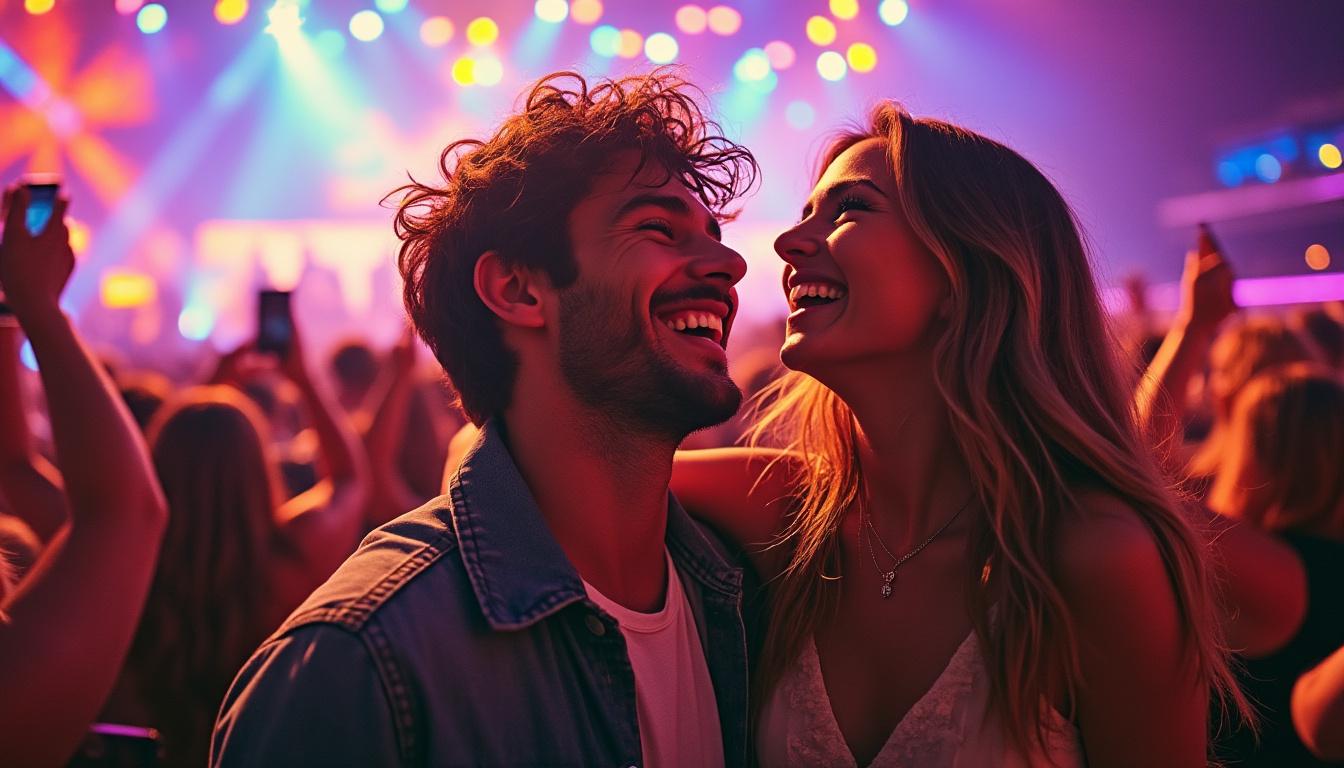 descubre las nuevas imágenes que muestran los momentos previos de la pareja viral de coldplay antes de su famoso momento en la kiss-cam. un vistazo exclusivo a la adorable historia detrás de este icónico instante.