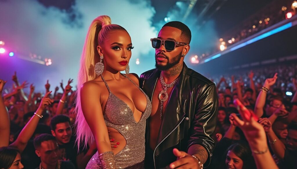 disfruta del momento único donde belinda y bad bunny cautivan al público con un baile apasionado y lleno de química en su increíble concierto, una presentación que quedará para el recuerdo.