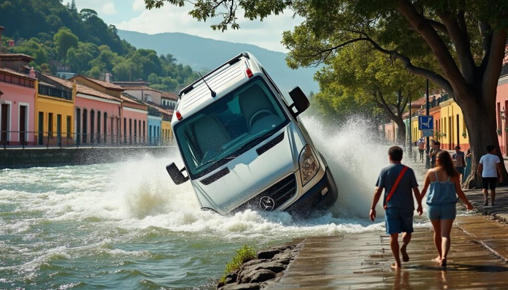 un vehículo fue arrastrado por la fuerte corriente de un río en san miguel de allende; afortunadamente, todos los ocupantes lograron salir con vida. descubre los detalles de este impactante suceso.