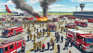 el aeropuerto de tri-cities realiza un simulacro de emergencia a gran escala, contando con la colaboración de decenas de equipos de primera respuesta para mejorar la preparación y seguridad ante situaciones críticas.