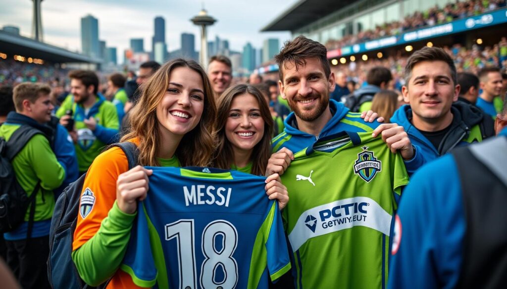 en seattle, la camiseta de messi pierde protagonismo: los aficionados prefieren intercambiarla por una de los sounders, mostrando la pasión local por su equipo.