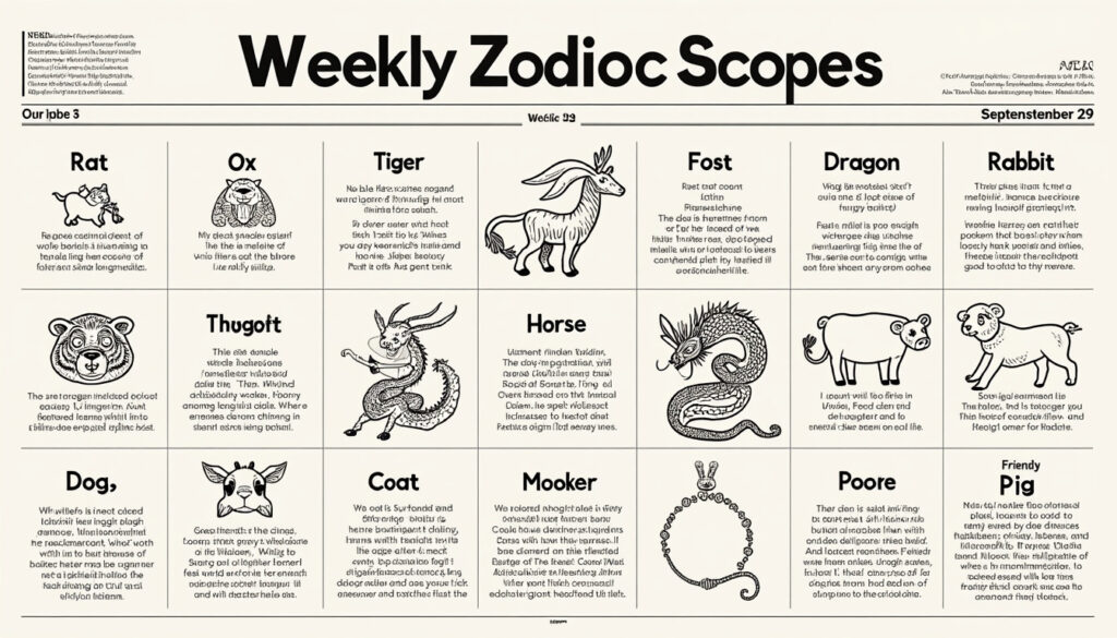 descubre las predicciones chinas semanales para cada signo animal a partir del 29 de septiembre. conoce qué te deparan los astros en amor, trabajo y salud según tu horóscopo chino.