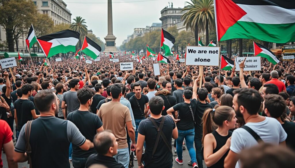 únete al día de protesta y manifestaciones en apoyo a palestina. descubre cómo miles de personas expresan solidaridad bajo el lema 'no estamos solos' en diferentes ciudades. infórmate sobre los eventos y el impacto global del movimiento.