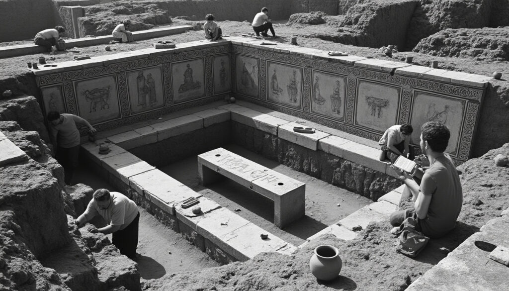 descubre el hallazgo de un banco de 2.000 años en la villa de los misterios de pompeya, utilizado como sala de espera para solicitudes, revelando nuevos detalles sobre la vida cotidiana en la antigua ciudad romana.