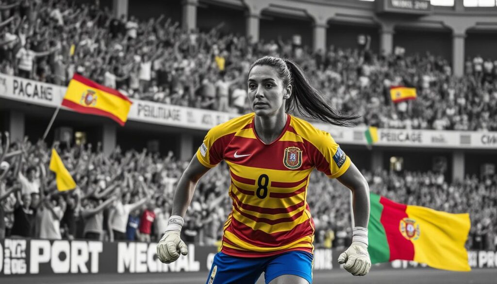 amaia moreno, talentosa portera navarra de anaitasuna, refuerza a las 'guerreras' juveniles para representar a españa en una emocionante competición internacional de balonmano en portugal.