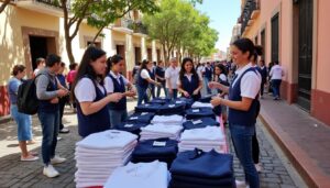entrega de uniformes escolares para estudiantes de secundaria en san miguel de allende, guanajuato, asegurando que todos los alumnos estén preparados para el nuevo ciclo escolar.