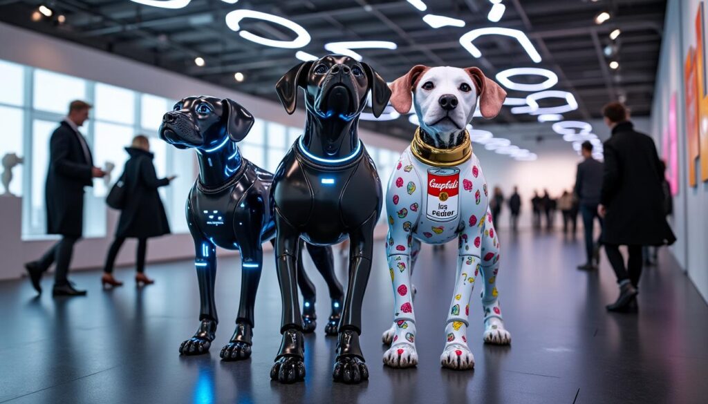 descubre los sorprendentes perros robóticos diseñados por elon musk, mark zuckerberg y andy warhol que están revolucionando art basel miami beach con su innovación y arte futurista.