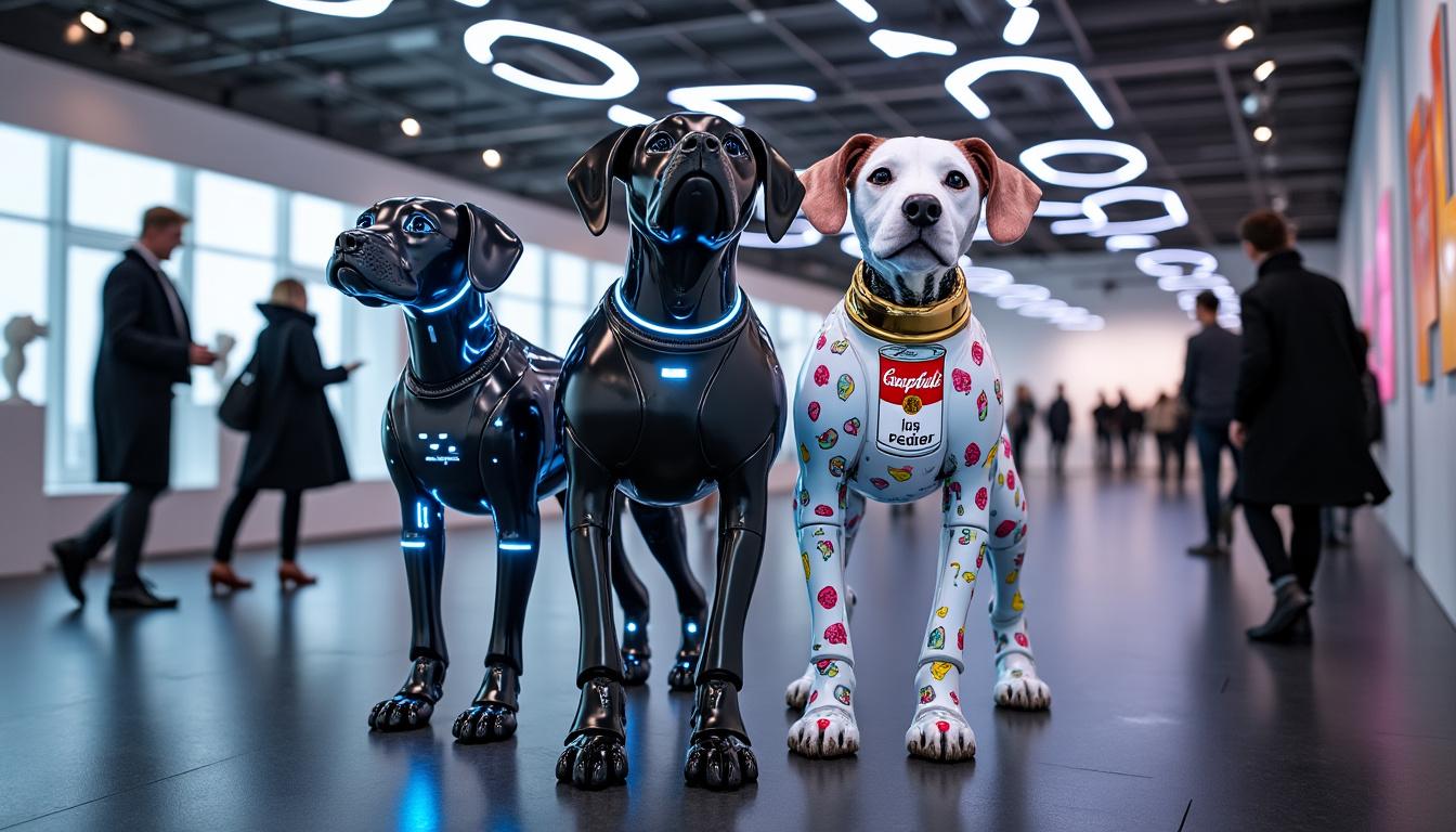 descubre los sorprendentes perros robóticos diseñados por elon musk, mark zuckerberg y andy warhol que están revolucionando art basel miami beach con su innovación y arte futurista.