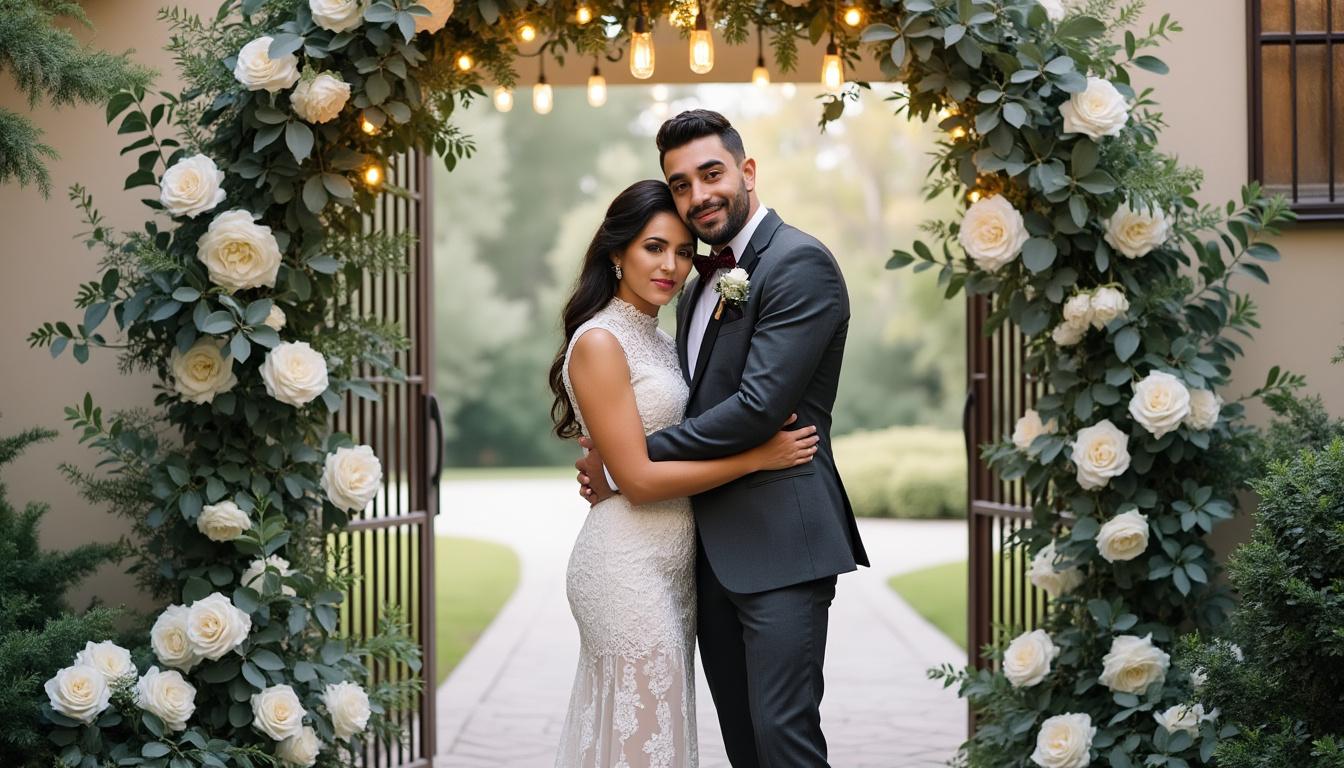 descubre la espectacular foto de boda de ángela aguilar y christian nodal que adorna y embellece la entrada de su hogar, capturando un momento único y lleno de amor.