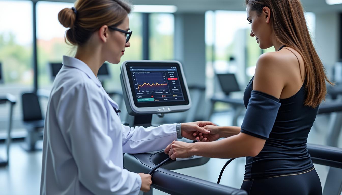 ejercicio combinado de presión arterial y fitness para evaluar con mayor precisión los riesgos cardíacos y mejorar la salud cardiovascular.