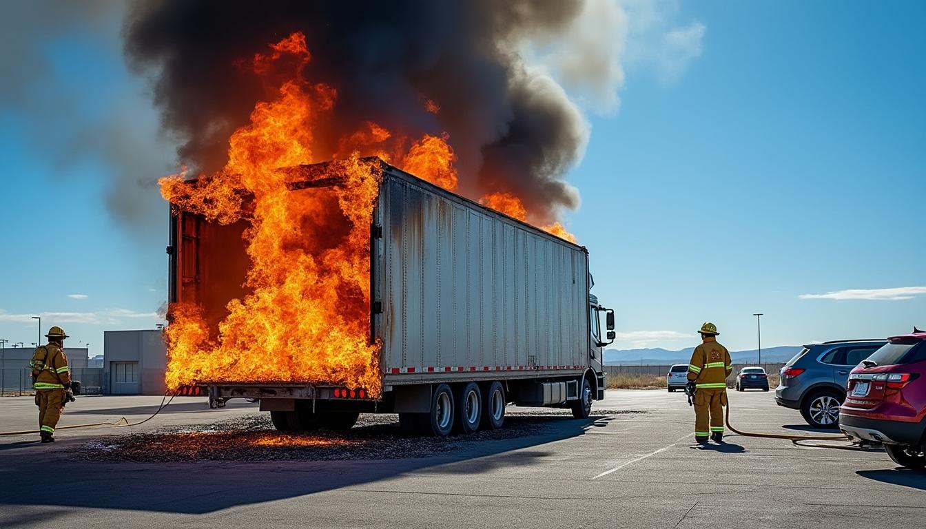 un incendio intenso consume un tráiler estacionado en guadalupe, nuevo león, causando alarma en la zona y movilizando a los cuerpos de emergencia.