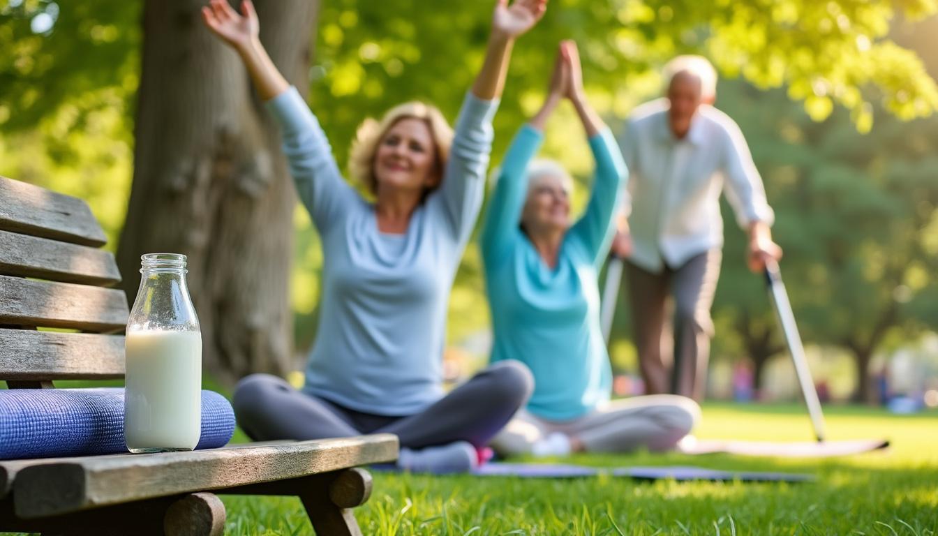 la leche post-ejercicio: una fuente esencial para mantener y proteger la densidad ósea en personas mayores de 60 años, promoviendo huesos fuertes y saludables.