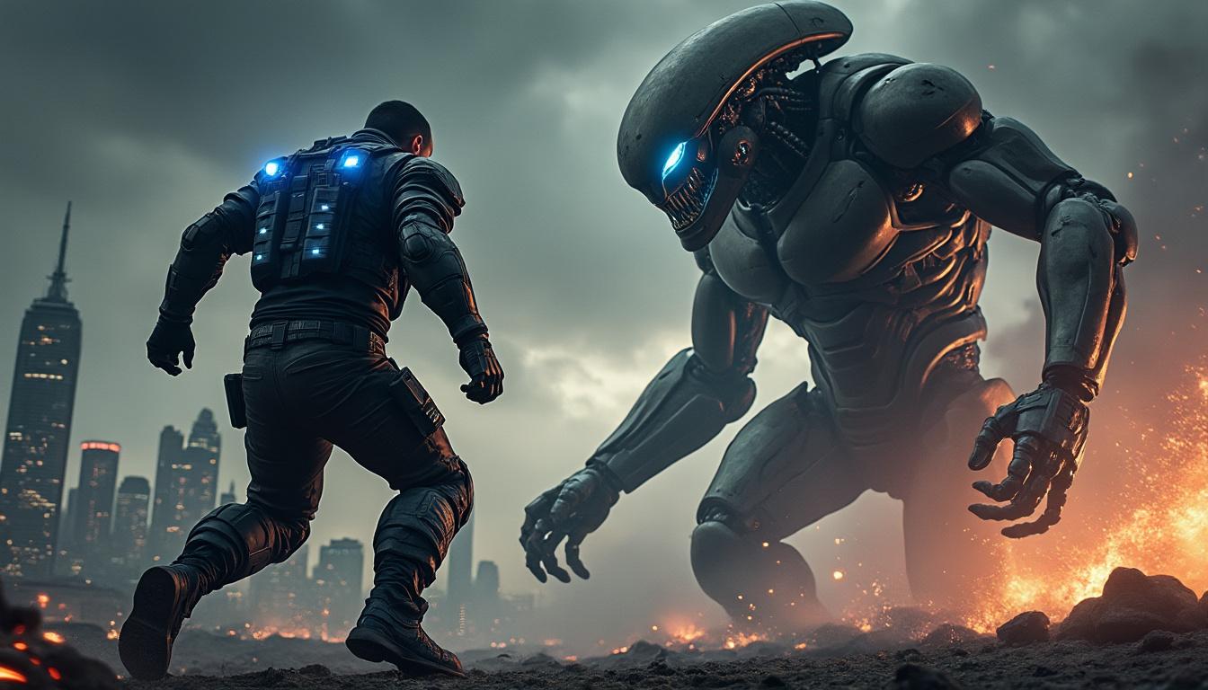 descubre 'war machine', la nueva serie de ciencia ficción explosiva de netflix donde alan ritchson lucha contra un robot extraterrestre en una aventura épica llena de acción y tecnología futurista.