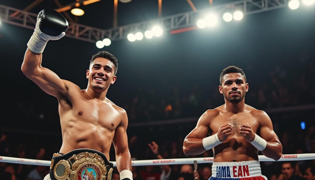ryan garcía destaca al ganar el título welter cmb tras su victoria sobre mario barrios en un combate emocionante.
