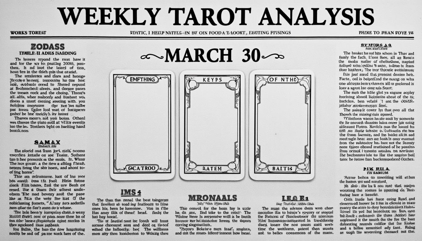 descubre tu futuro con el horóscopo semanal de tarot para el 30 de marzo. lectura personalizada según tu signo zodiacal para guiar tu semana.