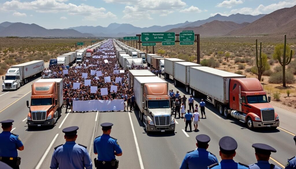 camioneros de méxico detienen rutas clave de carga en una huelga nacional, afectando el transporte y la distribución de mercancías en todo el país.