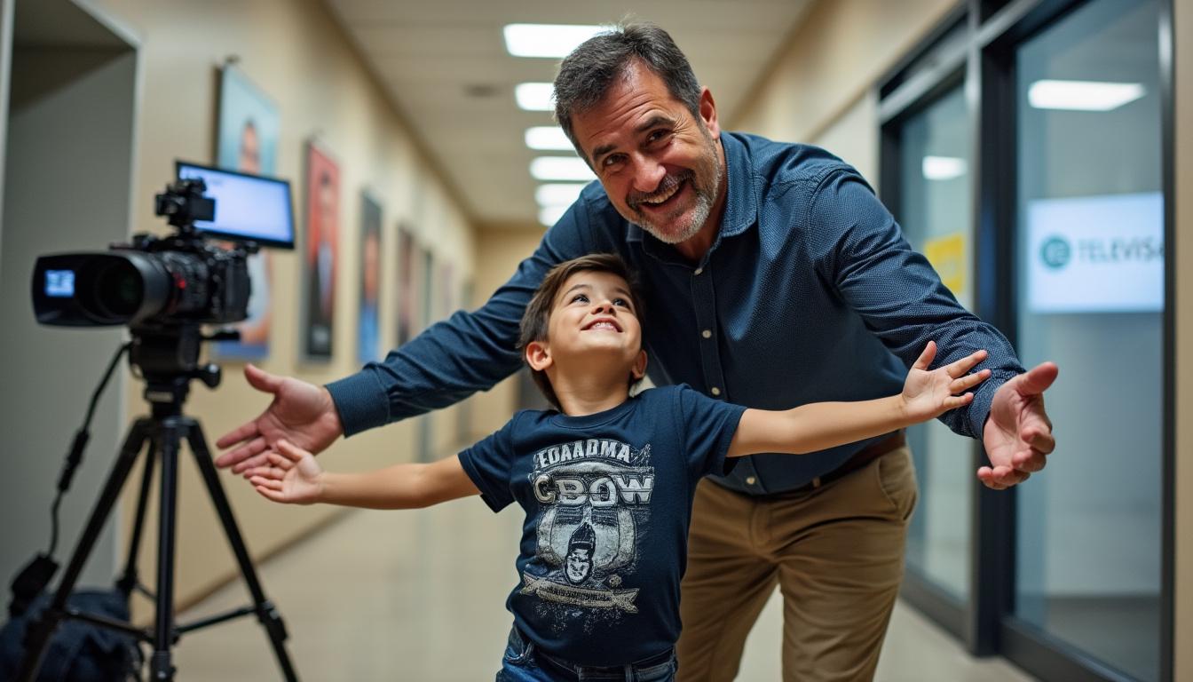 eduardo santamarina se reencuentra por primera vez con su hijo en los pasillos de televisa, un momento emotivo y memorable para ambos.