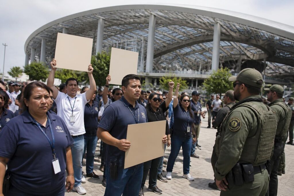 empleados del sofi stadium consideran iniciar una huelga en protesta por la presencia de agentes de ice en el recinto, generando preocupación y debates sobre las políticas migratorias.