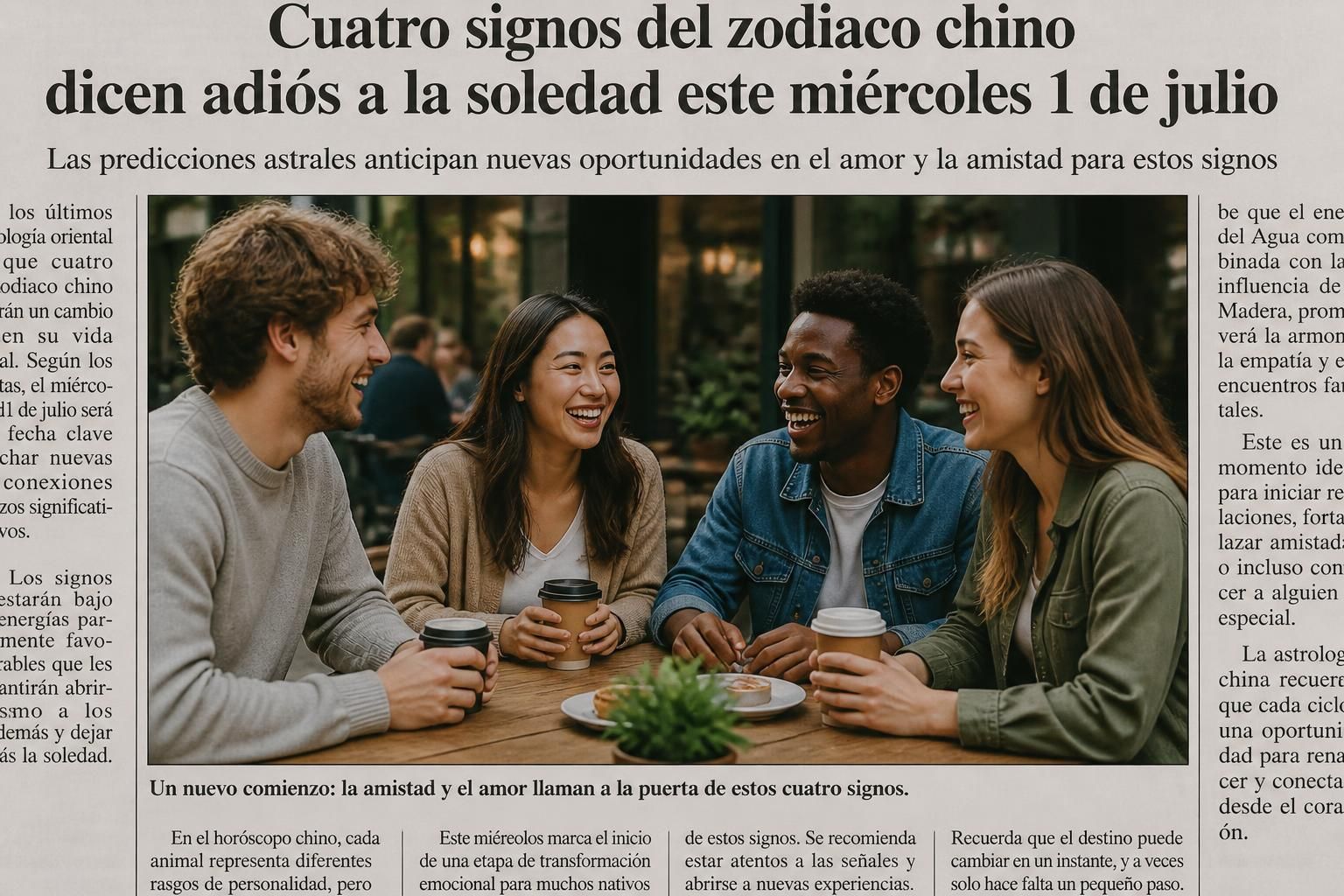 la soledad termina para cuatro signos del zodiaco chino el miércoles 1 de julio. descubre cuáles son y cómo cambiará tu vida a partir de esa fecha.