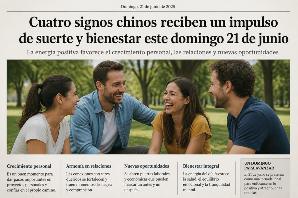 la vida mejora significativamente para cuatro signos del zodiaco chino el domingo 21 de junio, trayendo oportunidades y momentos positivos que no te puedes perder.