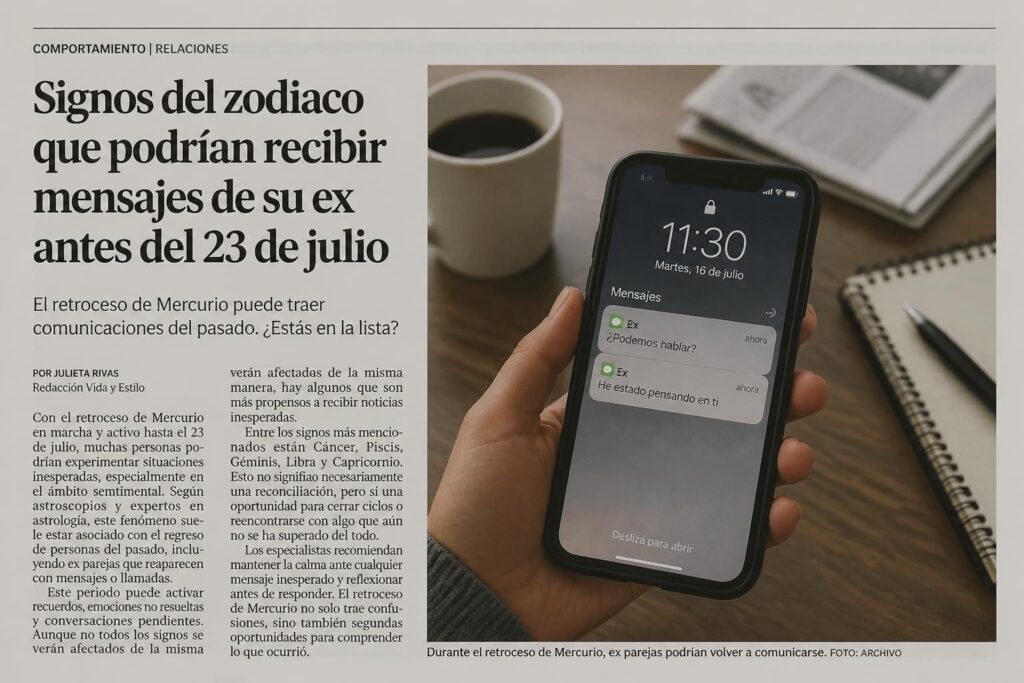 descubre qué signos del zodiaco recibirán mensajes inesperados de un ex durante el retroceso de mercurio, que durará hasta el 23 de julio. ¡prepárate para sorpresas emocionales!
