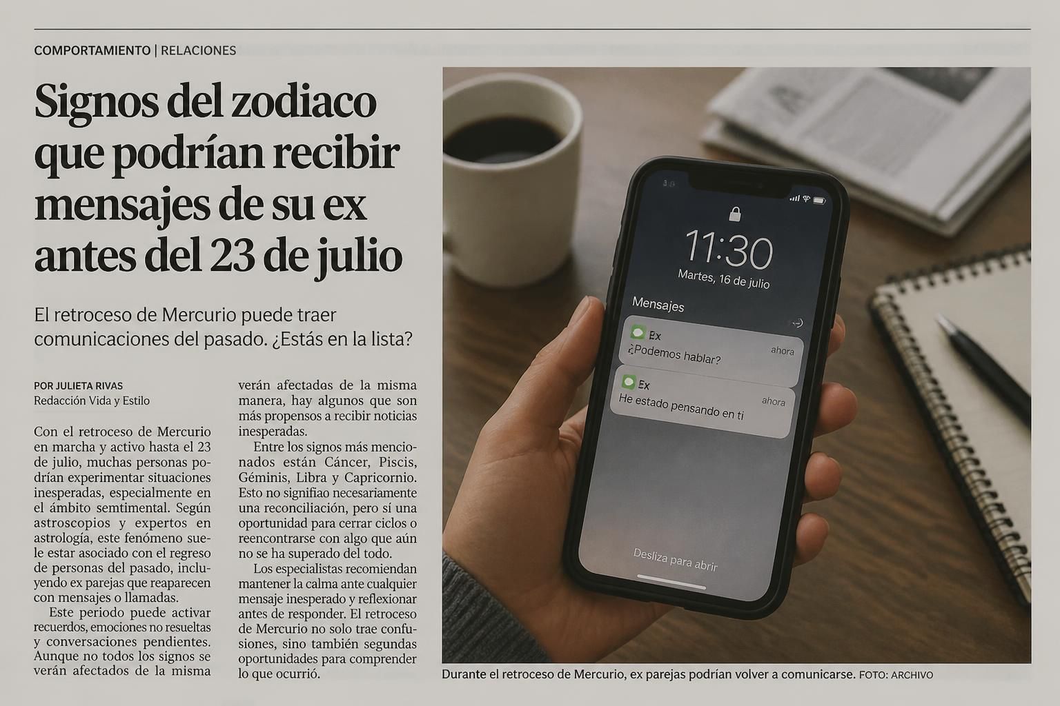 descubre qué signos del zodiaco recibirán mensajes inesperados de un ex durante el retroceso de mercurio, que durará hasta el 23 de julio. ¡prepárate para sorpresas emocionales!