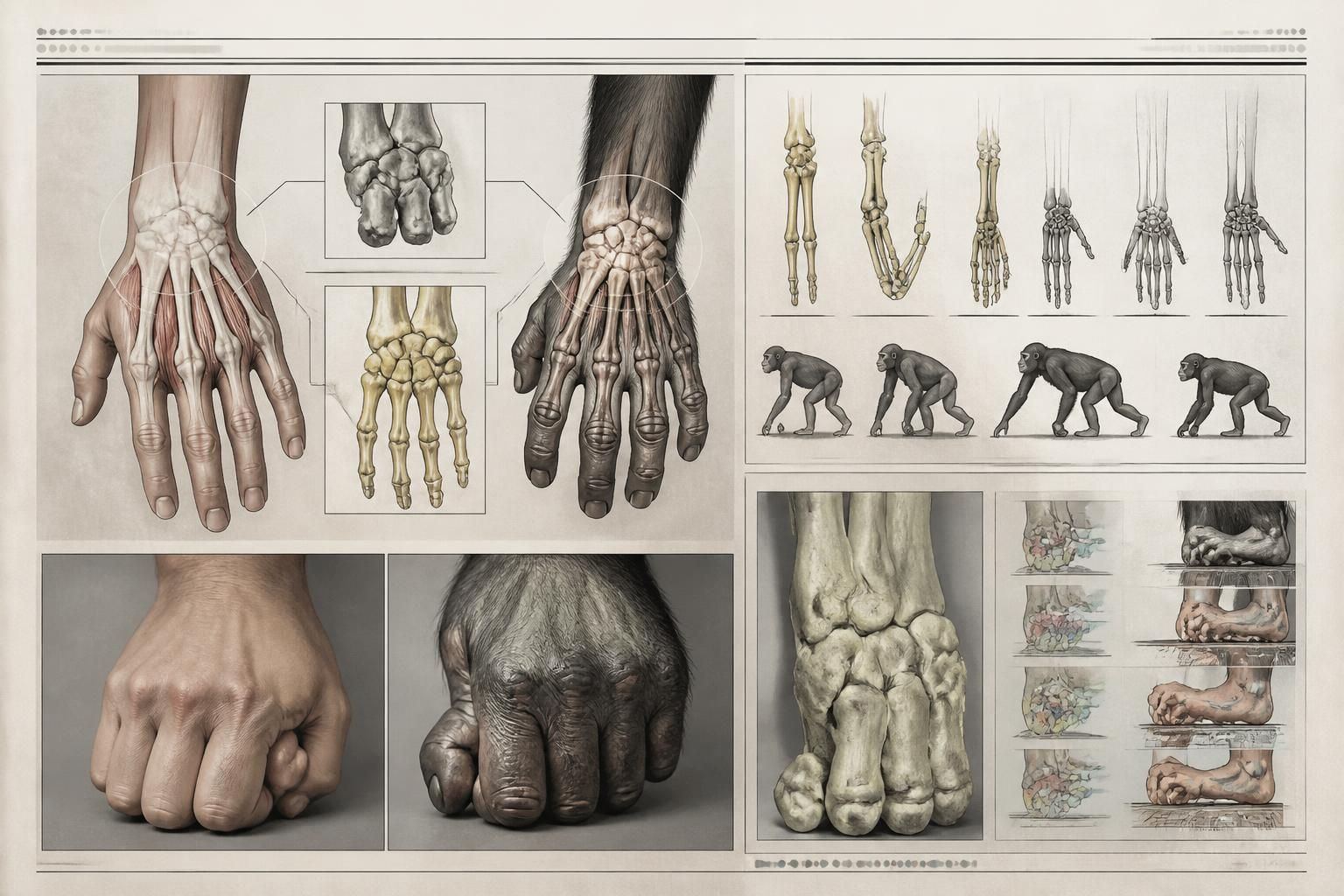 descubre un análisis anatómico innovador que revela estructuras en la muñeca humana compartidas con antiguos simios africanos, adaptadas a la locomoción sobre los nudillos.
