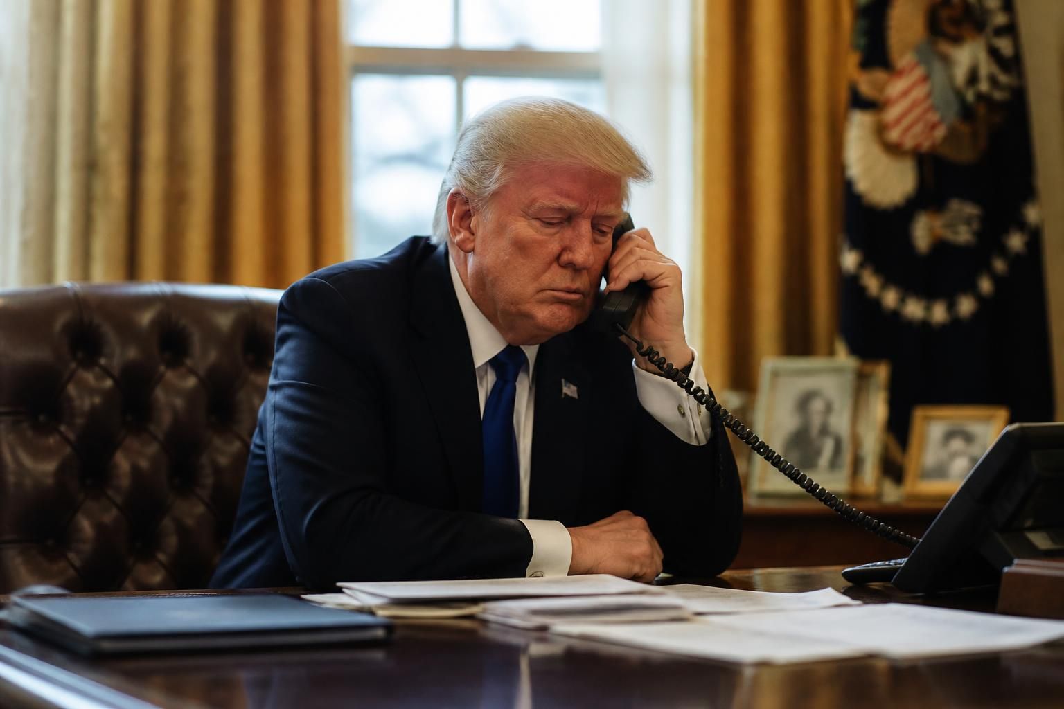 donald trump, desconsolado, afirma 'por esto no puedo tener amigos' tras realizar una llamada telefónica.