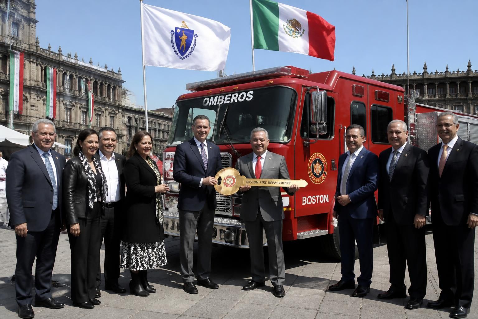 el club rotario de massachusetts dona un camión de bomberos a méxico para mejorar la seguridad comunitaria y apoyar la protección contra incendios en las comunidades locales.